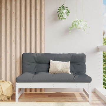 Canapea de mijloc de grădină, alb, 120x80 cm, lemn masiv pin - Img 1
