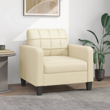 Canapea de o persoană, crem, 60 cm, piele ecologică - Img 1