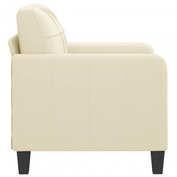 Canapea de o persoană, crem, 60 cm, piele ecologică - Img 4