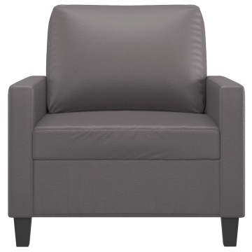 Canapea de o persoană, gri, 60 cm, piele ecologică - Img 3
