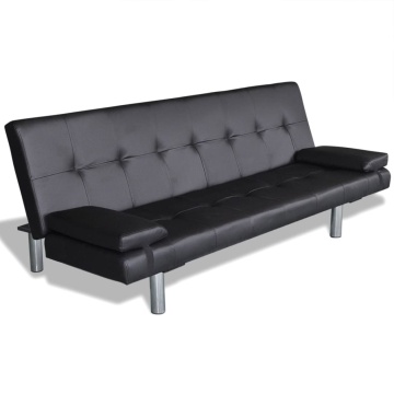 Canapea extensibilă 2 perne, piele artificială, reglabilă negru - Img 5