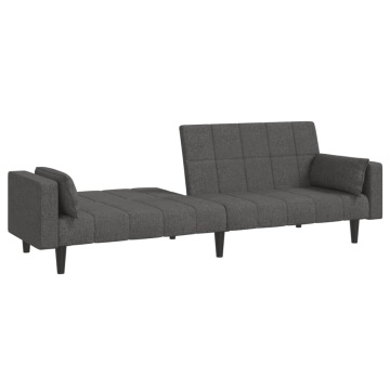 Canapea extensibilă cu 2 locuri, 2 perne, gri închis, textil - Img 4