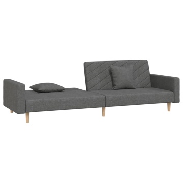 Canapea extensibilă cu 2 locuri, 2 perne, gri închis, textil - Img 4