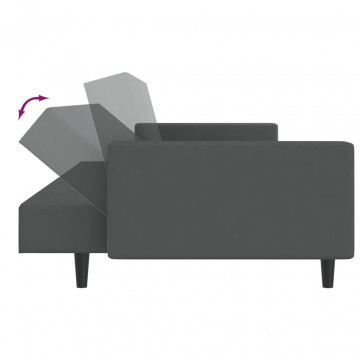 Canapea extensibilă cu 2 locuri, gri închis, catifea - Img 6