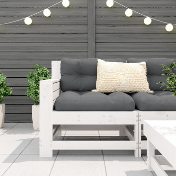 Canapea grădină cotieră cu perne, alb, lemn masiv de pin - Img 3