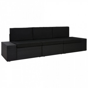 Canapea modulară cu 3 locuri, negru, poliratan - Img 1