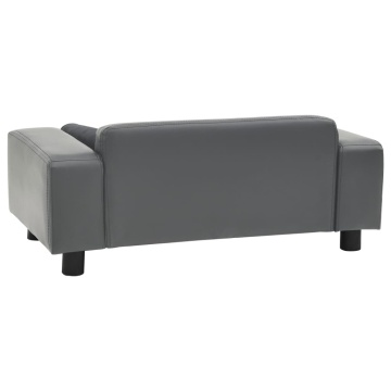 Canapea pentru câini, gri, 81x43x31 cm, pluș & piele ecologică - Img 4