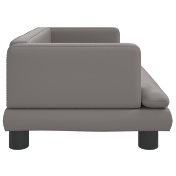 Canapea pentru copii, gri, 80x45x30 cm, piele ecologică - Img 4