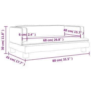 Canapea pentru copii, gri, 80x45x30 cm, piele ecologică - Img 6