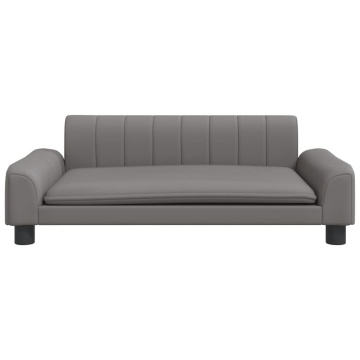 Canapea pentru copii, gri, 90x53x30 cm, piele ecologică - Img 3