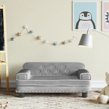 Canapea pentru copii, gri deschis, 70x45x30 cm, catifea - Img 1