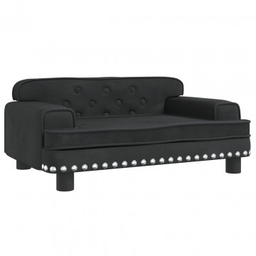 Canapea pentru copii, negru, 70x45x30 cm, catifea - Img 2