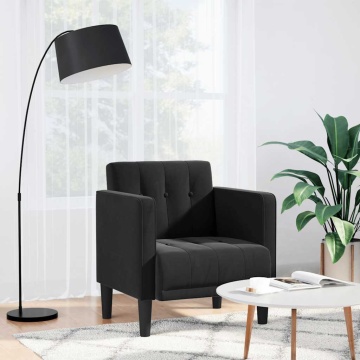 Canapea Scaun cu cotiere, negru, 53 cm, catifea - Img 1