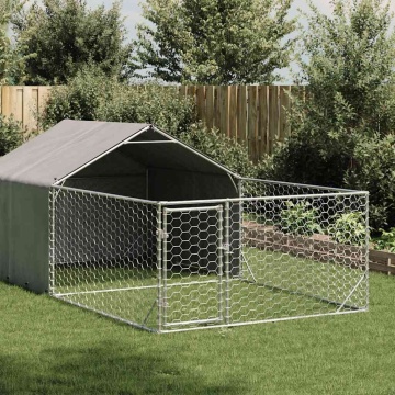 Canisa de exterior cu alergare 5x2x1,5 m otel galvanizat - Img 1