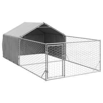 Canisa de exterior cu alergare 5x2x1,5 m otel galvanizat - Img 2