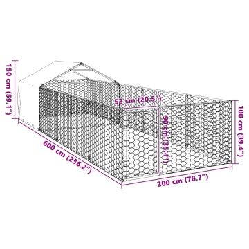 Canisa de exterior cu alergare 6x2x1,5 m otel galvanizat - Img 7
