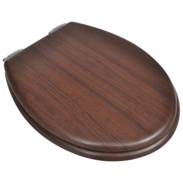 Capac WC cu închidere silențioasă maro MDF design simplu - Img 3