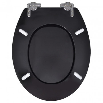 Capac WC cu închidere silențioasă negru MDF design simplu - Img 7