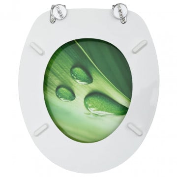 Capac WC, MDF, verde, model picătură de apă - Img 4