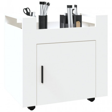 Cărucior de birou, alb, 60x45x60 cm, lemn prelucrat - Img 4