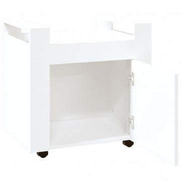 Cărucior de birou, alb, 60x45x60 cm, lemn prelucrat - Img 6
