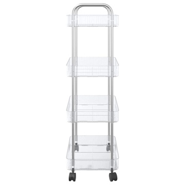 Cărucior de depozitare cu 4 niveluri, transparent acrilic - Img 8