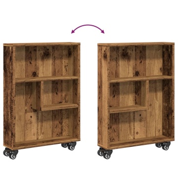 Cărucior depozitare îngust lemn vechi 48x13x68cm lemn prelucrat - Img 6