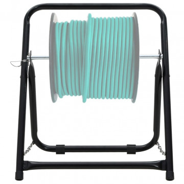 Căruț tambur furtun 48 cm 45 kg negru oțel vopsit electrostatic - Img 2