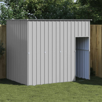 Casă câine & acoperiș gri deschis 214x153x181cm oțel galvanizat - Img 1
