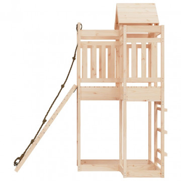 Căsuță de joacă cu perete de cățărat, lemn masiv de pin - Img 5