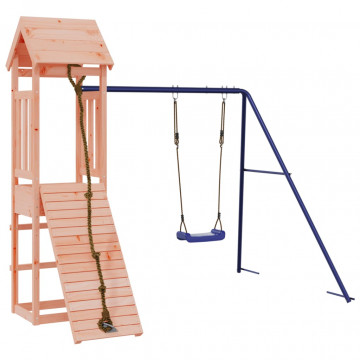 Căsuță de joacă cu perete de cățărat și leagăn, lemn douglas - Img 2