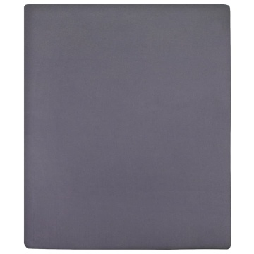 Cearșaf de pat cu elastic, 2 buc., antracit, 180x200 cm, bumbac - Img 2