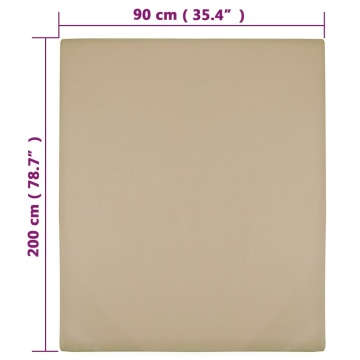 Cearșaf de pat cu elastic, 2 buc., gri taupe, 90x200 cm, bumbac - Img 4