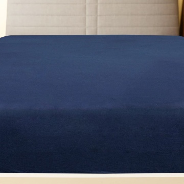 Cearșaf de pat cu elastic, bleumarin, 160x200 cm, bumbac - Img 2