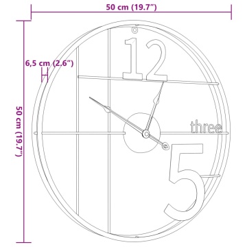 Ceas de perete, negru, Ø50 cm, fier - Img 6