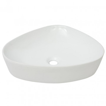 Chiuvetă baie din ceramică, triunghiulară, 50,5x41x12 cm, alb - Img 2