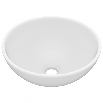 Chiuvetă baie lux, alb mat, 32,5x14 cm, ceramică, rotund - Img 2