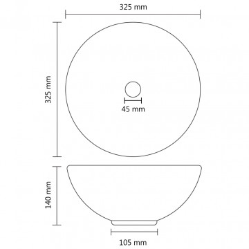 Chiuvetă baie lux, alb mat, 32,5x14 cm, ceramică, rotund - Img 5