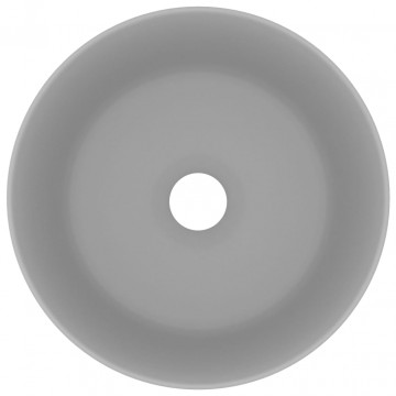 Chiuvetă baie lux gri deschis mat 40x15 cm ceramică rotund - Img 4