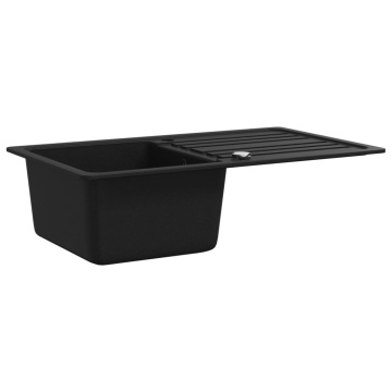 Chiuvetă bucătărie granit, bazin unic cu scurgere reversibilă, negru - Img 4