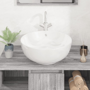 Chiuvetă de baie, alb, 44x17 cm, ceramică, rotundă - Img 3