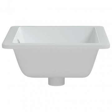 Chiuvetă de baie, alb, 46,5x35x18 cm, pătrată, ceramică - Img 8