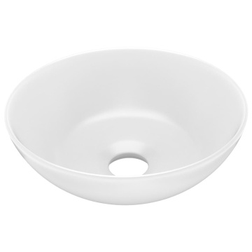 Chiuvetă de baie, alb mat, ceramică, rotund - Img 2