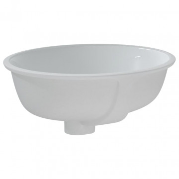 Chiuvetă de baie albă 38,5x33,5x19 cm, ovală, ceramică - Img 8