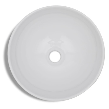 Chiuvetă de baie cu robinet mixer, ceramică, rotund, alb - Img 3