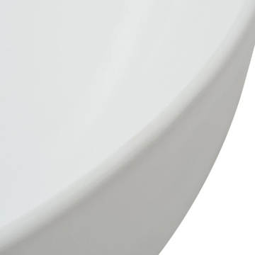 Chiuvetă de baie din ceramică, rotundă, 41,5 x 13,5 cm, alb - Img 4