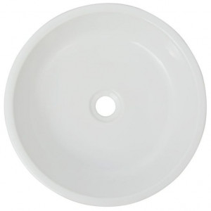 Chiuvetă de baie din ceramică, rotundă, 42 x 12 cm, alb - Img 3