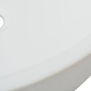 Chiuvetă de baie din ceramică, rotundă, 42 x 12 cm, alb - Img 6