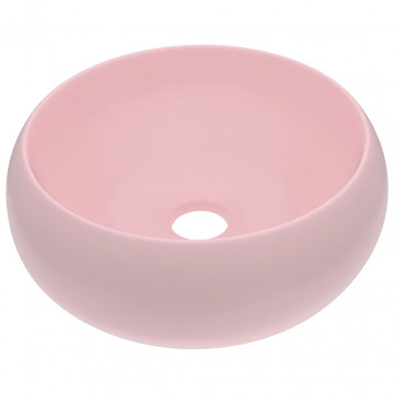 Chiuvetă de baie lux roz mat 40x15 cm ceramică rotund - Img 2