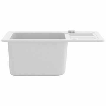 Chiuvetă de bucătărie din granit, alb, bazin unic - Img 4